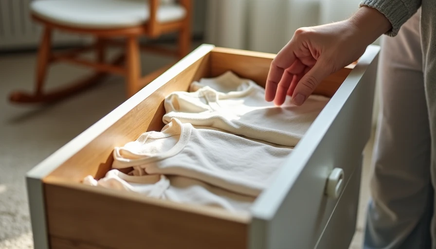 The Right Rotation: How Many Everyday Outfits a Young Child Really Needs Parent hand selecting cream cotton tee from neatly organized toddler dresser drawer with seven to ten everyday outfit pieces, showing intentional kidswear rotation for manageable mornings