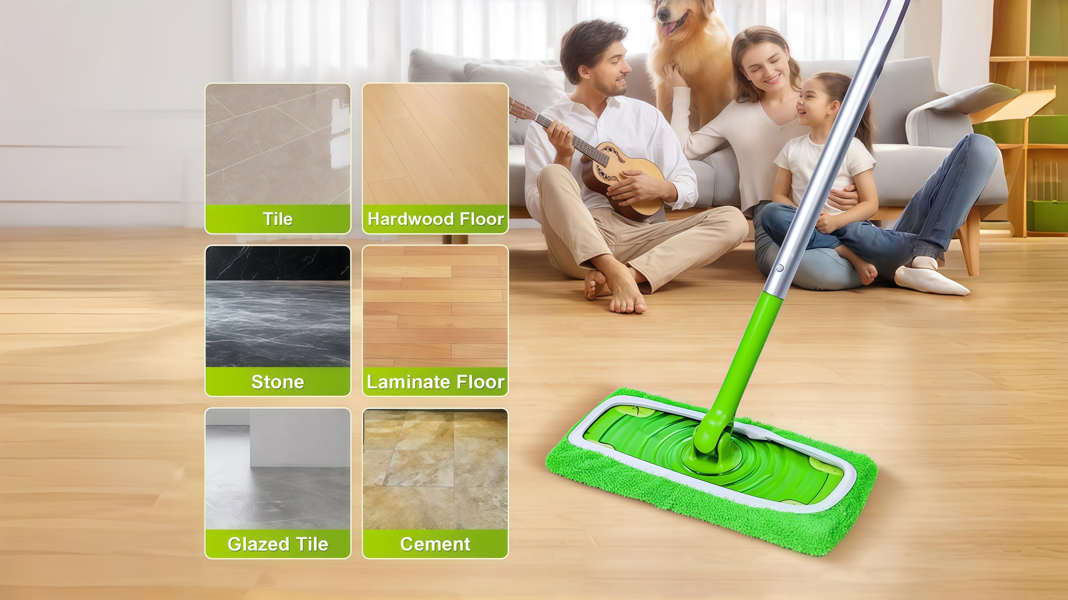 Reusable microfiber mop pads compatible with Swiffer sweeper for versatile floor cleaning on hardwood tile laminate and stone